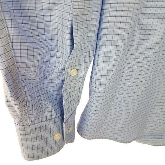 PRONTO UOMO Mens Blue Checkered Dress Shirt Size Medium Cotton Non Iron - Picture 3 of 7